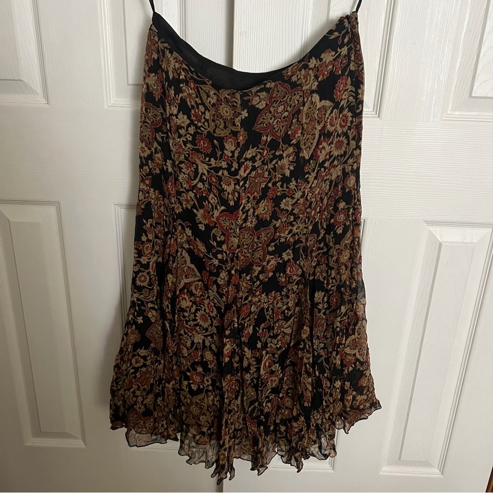 Jones New York Black and Brown Floral Maxi Skirt